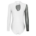 thumbnail image 4 of Loodgao Women Shiny Rhinestone Ballet Dance Leotard Keyhole Back Mesh Long Sleeve Gymnastics Bodysuit White XXL, 4 of 7