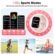 Mingdaln 1.85-inch Men Womens Smartwatch with Answer/Make Calls/120+ Sport Modes/Message Reminder, IP68 Waterproof,Fitness Tracker fits for Android iPhone Devices(Pink)