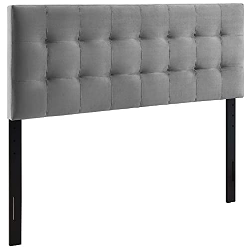 Modway Lily Grand Lit Tête de Lit Capitonnée en Velours de Performance, Gris