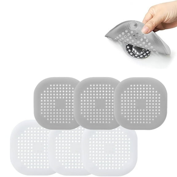6 Pack Silicone Hair Catcher Drain Covers with Suction Cups for Shower and Bathtub