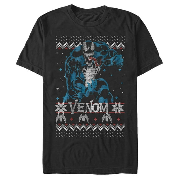 Men's Marvel Ugly Christmas Venom Pose  Graphic Tee Black Small