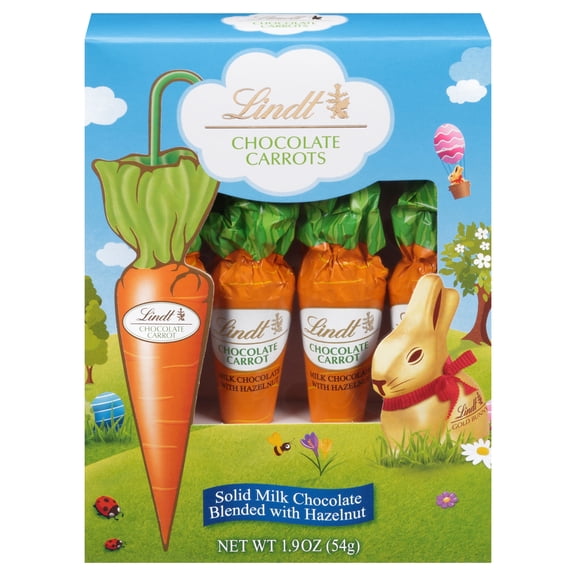 Lindt Chocolate Carrots, Milk Chocolate with Hazelnuts, Easter Chocolate Candy, 1.9 oz, 4 Count