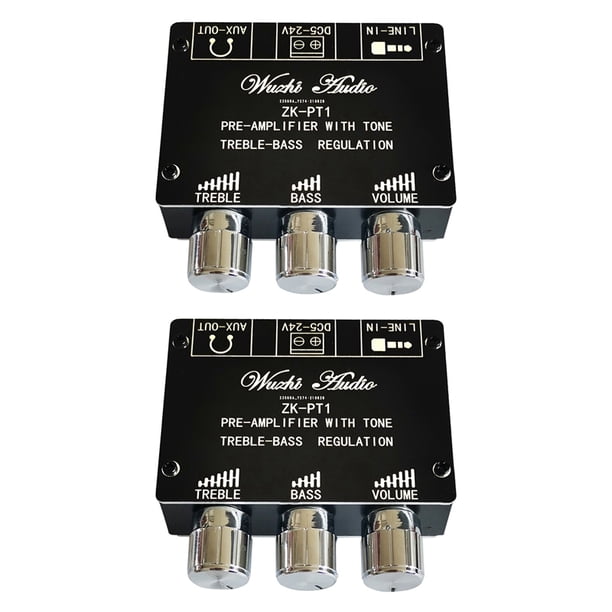 2X Placa Decodificadora Bluetooth 5,0 Estéreo de Doble Canal Bajo de Ruido Tono Alto Y Bajo Placa Amplificadora de Preamplificador -PT1