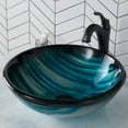 thumbnail image 2 of KRAUS 17-inch Blue Glass Nature Series Bathroom Vessel Sink and Arlo Faucet Combo Set with Pop-Up Drain, Oil Rubbed Bronze Finish, 2 of 9