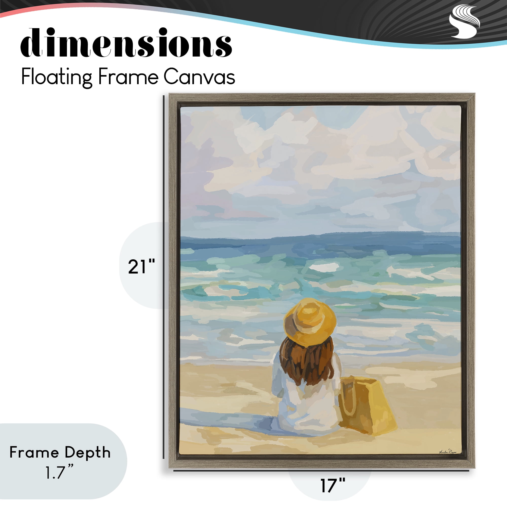 Stupell Industries Peaceful At The Beach Brown Framed Floater Canvas Wall Art, design by Amelia Noyes