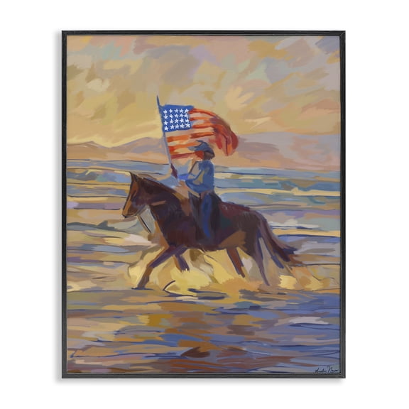 Stupell Industries American Cowgirl Abstraction Black Framed Giclee Art, design by Amelia Noyes