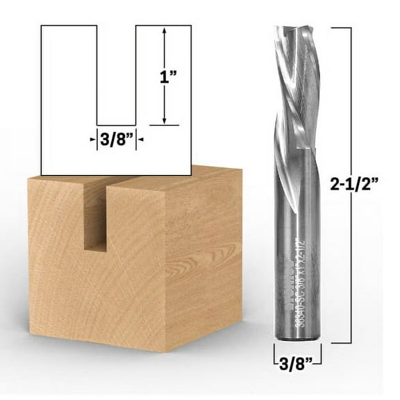 3/8" Dia. 3 Flute Low Helix Downcut Spiral End Mill CNC Router Bit - 3/8" Shank - Yonico 36340-SC