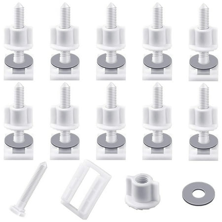 

10 Pieces White Plastic Toilet Screws and Nuts with Rubber Hinge Screws Hinges
