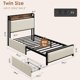 thumbnail image 2 of Rustic velvet forrado tamaño individual size marco de cama-2 almacenamiento cajones estación de carga almacenamiento cabecero-no box spring fácil montaje noise free (beige), 2 of 7