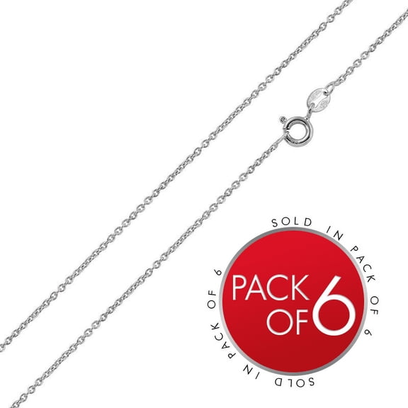 Sterling Silver 925 High Polished Anchor 030 Chain 1.2mm Pack of 6 Made in Italy 24" Jewelry Female