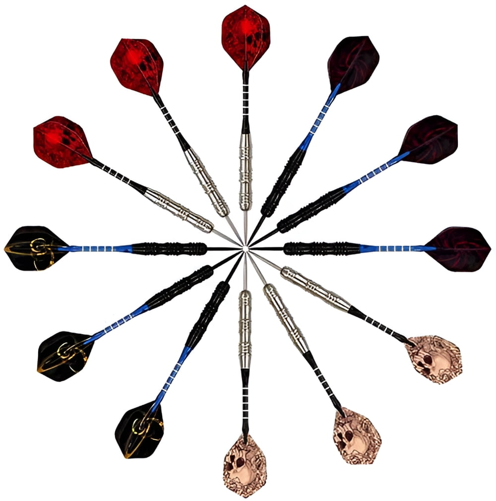 WINSDART Steel Tip Darts Set 12 Pack 22 Grams with 2 Style Flights and Darts Sharpener, Gift Box