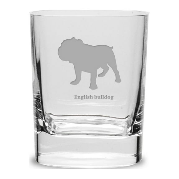 English Bulldog Luigi Bormioli 11.75 oz Square Round Double Old Fashion Glass