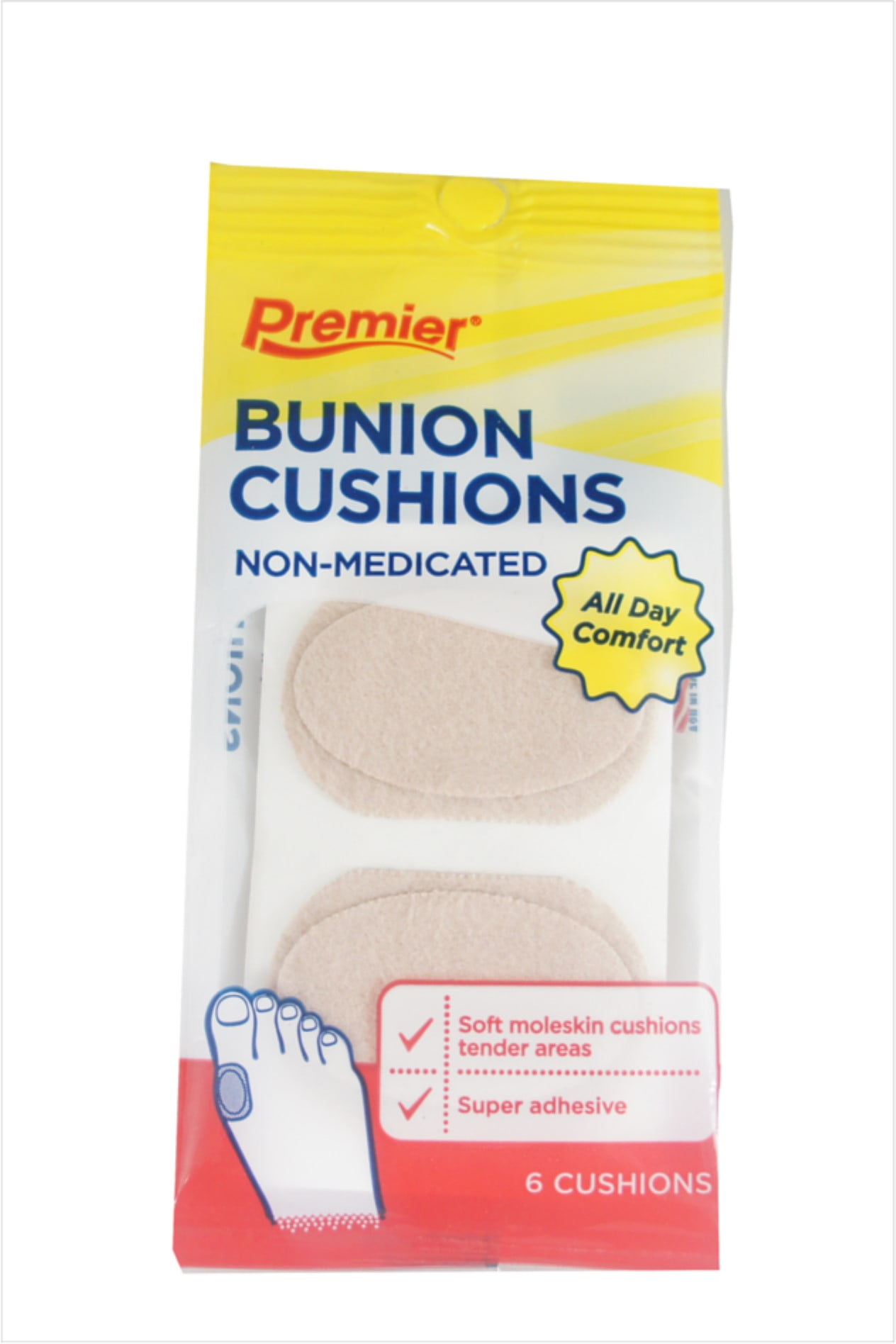 4 Pack Premier Bunion Cushions, Eases Pain 6 ea