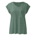 thumbnail image 4 of Baqcunre Womens Shirts Women Cap Sleeve Summer Casual Tops V Neck Solid Color Casual Shirts Loose Fit Blouse Womens T Shirts Workout Tops For Women Green M, 4 of 5