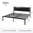 Allewie King Metal Platform Bed Frame with Faux Leather Button Tufted