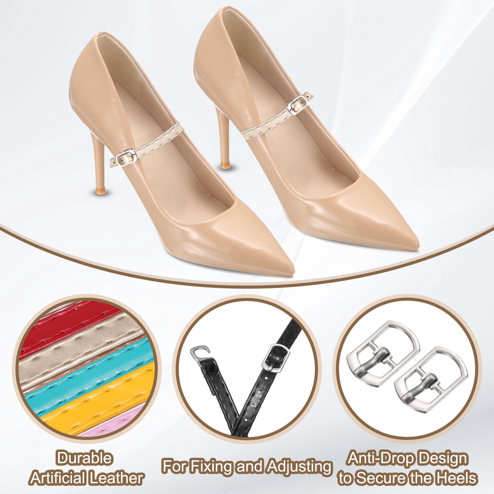 Unique Bargains 2Pcs High Heel Shoe Straps Detachable Ankle Shoelace Matt Black
