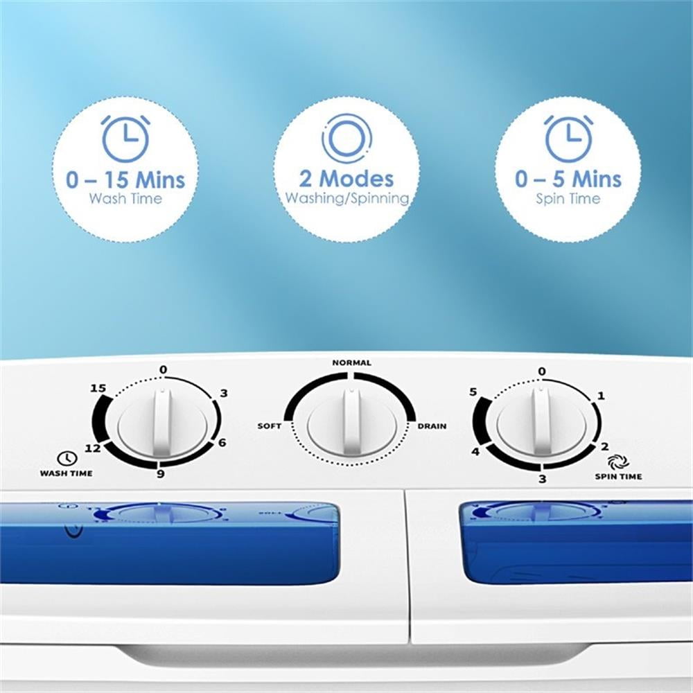 Pemberly Row Portable Mini Compact Twin Tub 20lb Washing Machine White