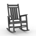 thumbnail image 1 of GloryStar Patio Rocking Chair, High Back HDPE Plastic Porch Rocker, Wooden Garden Style Outdoor Furniture with 158kg Weight Capacity for Deck, Balcony, Porch and Lounge Seating, 1 of 8