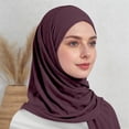 thumbnail image 2 of HXWCHs Solid Color Bubble Chiffon Scarf for Women Fashion Soft Hijab Long Scarfs Wrap Scarves Brick Red, 2 of 6