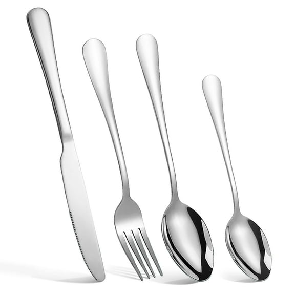 16-Piece Flatware Set Silverware Tableware with Forks, Spoons, Knives, and Steak Knives Stainless Steel Dorm Utensils Set