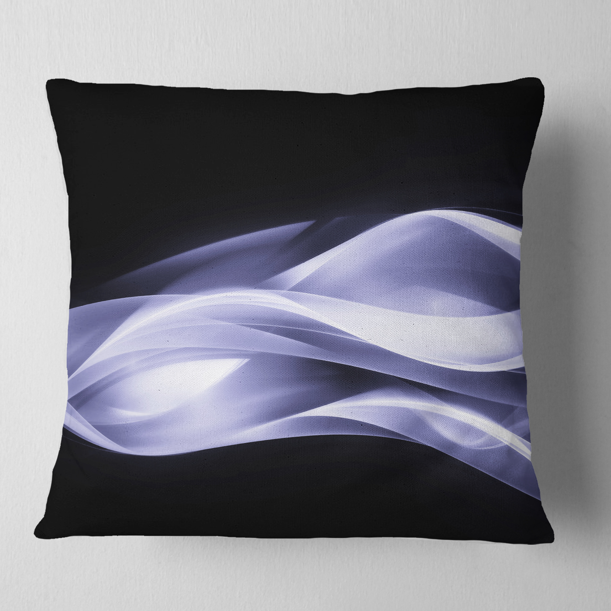 Designart Fractal Lines Purple in Black - Abstract Throw Pillow - 18x18