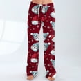 thumbnail image 6 of SAATLERI Christmas Pajamas Pants Women Santa Print Loose Soft Lounge Pants Wide Leg Drawstring Holiday Comfy Pj Bottom with Pockets, 6 of 7