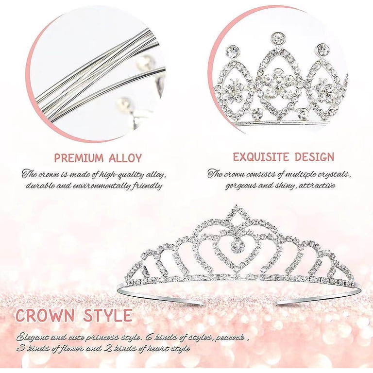 6 Pack Princess Crowns: Glitter, Heart & Flower Queen Tiaras  display picture 3