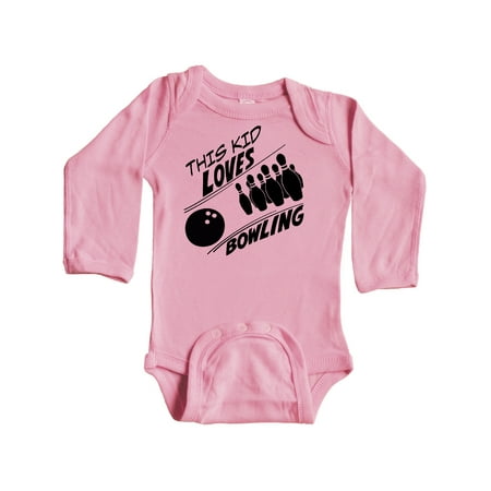 

Inktastic This Kid Loves Bowling Gift Baby Boy or Baby Girl Long Sleeve Bodysuit