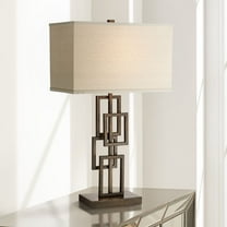 360 Lighting Kory Modern Industrial Table Lamp 26 1/2" High Dark Bronze Metal Sculptural Stacked Geometric Off White Shade Bedroom Living Room