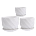 thumbnail image 4 of HOMEMAXS White Ceramic Flowerpot with Tray Set of 3 for Storage Use in Home Office or Shop, 4 of 8