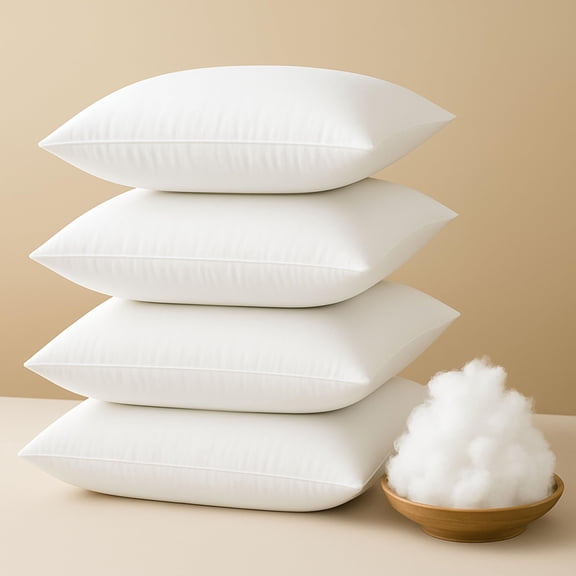 Heirloom Comfort Rectangular Lumbar Pillow Inserts (Pack of 4, 12"x20", White, Polyester) - Supportive Throw Cushions for Couch, Bed & Desk Chair - Ideal for Back Comfort & Home Styling