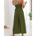 thumbnail image 3 of Women's Summer Casual Spaghetti Straps Sleeveless V Neck Cutout High Waist Wide Leg Jumpsuits Rompers with Pockets, 3 of 5