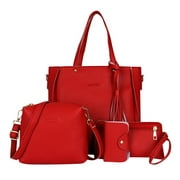 Foraging dimple Woman Bag New Fashion Four-Piece Shoulder Bag Messenger Bag Wallet Handbag