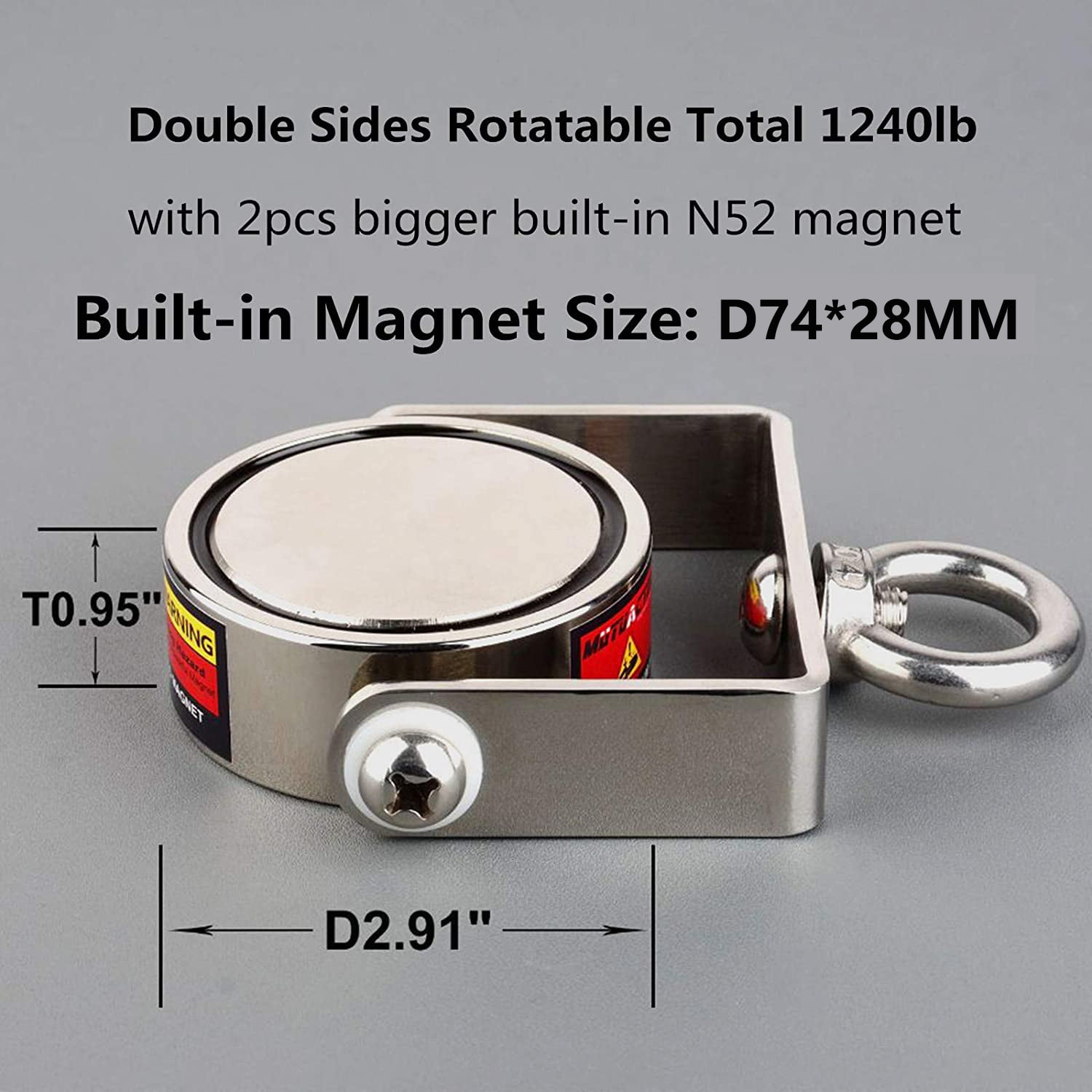 MUTUACTOR Fishing Magnets 400lbs Pull Force,Strong Retrieval Magnet N52 Neodymium  Magnets with 20m64 
