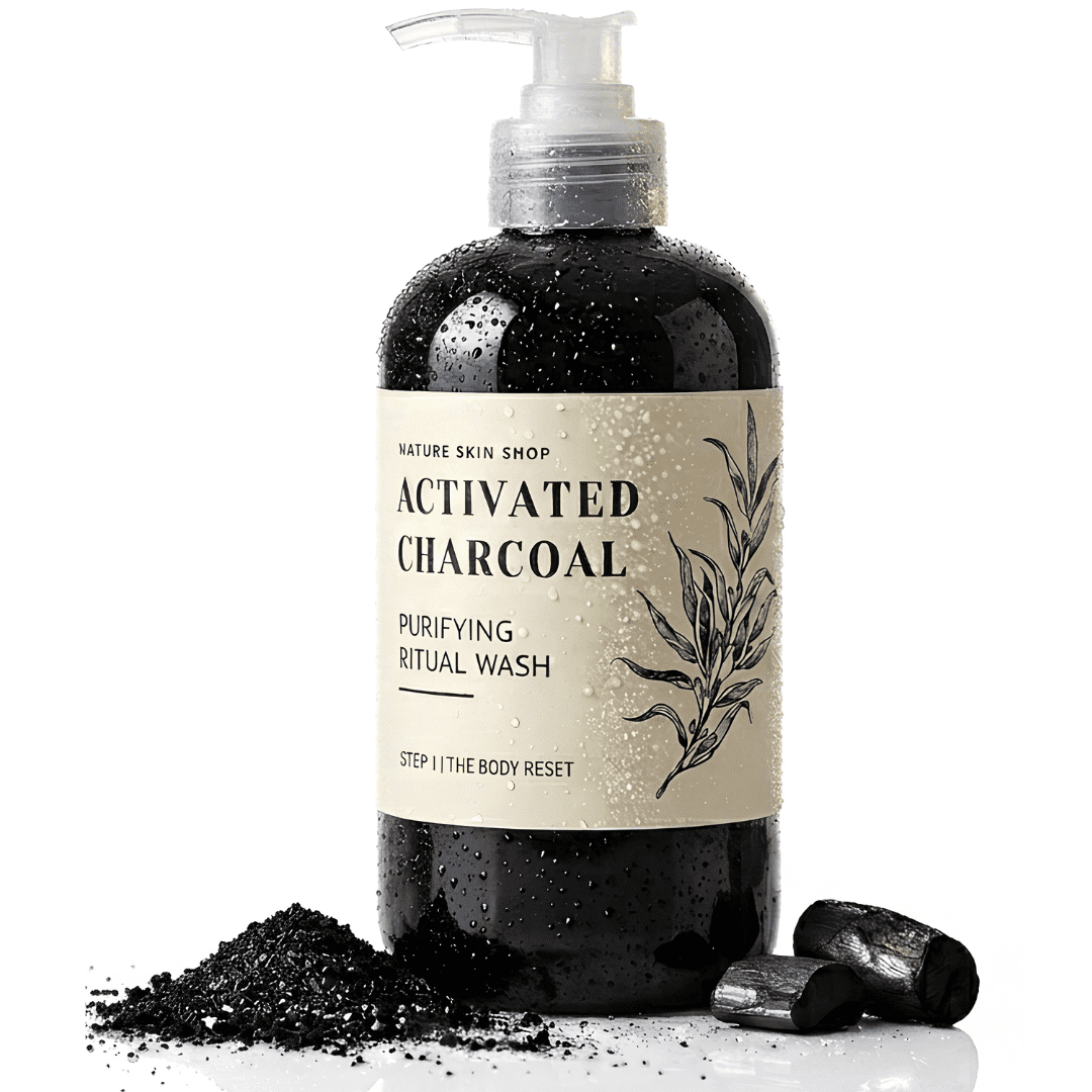 Nature Skin Shop Charcoal & Tea Tree Body Wash | Detoxifying Cleanser for Oily Skin, Clogged Pores & Surface Congestion | Sulfate-Free | 16.5 oz