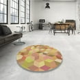 thumbnail image 4 of Ahgly Company Machine Washable Indoor Square Transitional Chrome Gold Yellow Area Rugs, 3' Square, 4 of 7