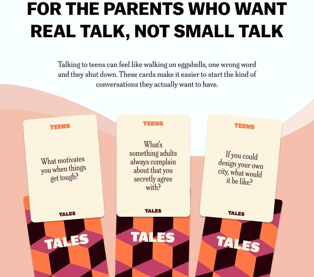 TALES Conversation Cards, Teens Edition 150 Count, Fun Family Games for Teens, Perfect for Dinners, Road Trips, Classrooms
