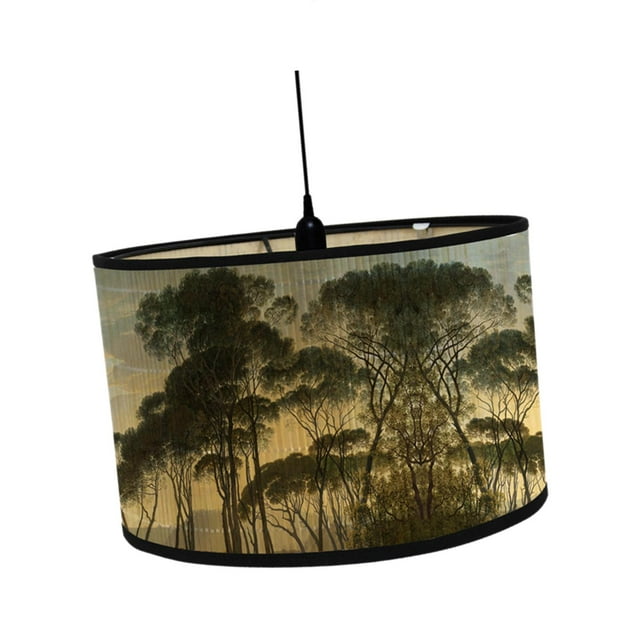Pantalla de lámpara con estampado de tambor Retro Folk 11.8 " x 11.8" Inferior x 8 "Alto E27 Pantalla de bambú Solo pantalla de tambor impresa Estilo D