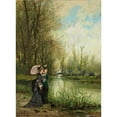 thumbnail image 3 of Carlo Pittara 11x14 Black Modern Framed Museum Art Print Titled - Two Elegant Ladies with a Pink Parasol in the Park, 3 of 5
