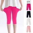 thumbnail image 4 of TEAJOPSUU 2-13Y Girls Capri Leggings 4 Pack Stretchy Cropped Tights Soft Yoga Pants for Kids Teens Leisure Wear,Hot Pink,Black,White,Pink, 4 of 8