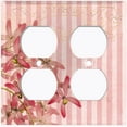 thumbnail image 3 of Metal Light Switch Plate Outlet Cover Tropical Pink Floral Striped Damask FLW065, 3 of 13