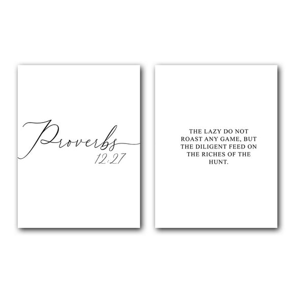 Proverbs 12:27, Bible Verse Quote, Set of 2 Poster Prints, Home Wall Art Décor, Multiple Sizes