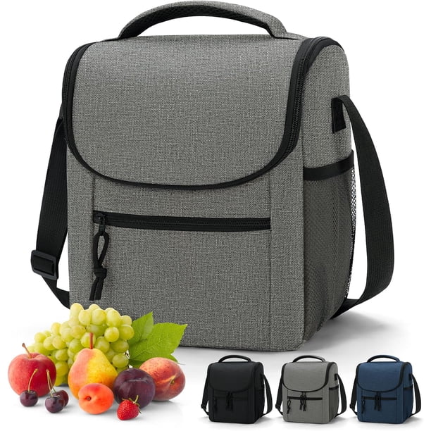 Lubardy Loncheras para Mujer Hombre Portátil Reutilizable Lonchera Termica Gran Capacidad Loncheras Oxford Impermeable Lonchera Termica para Hombre con Asas Correa Ajustable Adulto Gris,Gris