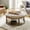 BEIGE, variant on 35" Leather Round Cocktail Ottoman Storage Coffee Table for Bedroom Home Living Room Camel