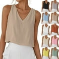 thumbnail image 1 of Suéteres para mujer,Camiseta sin mangas con cuello en V para mujer, informal, color liso, mezcla de algodón, bolsillos, para verano, sopatenor, 1 of 9