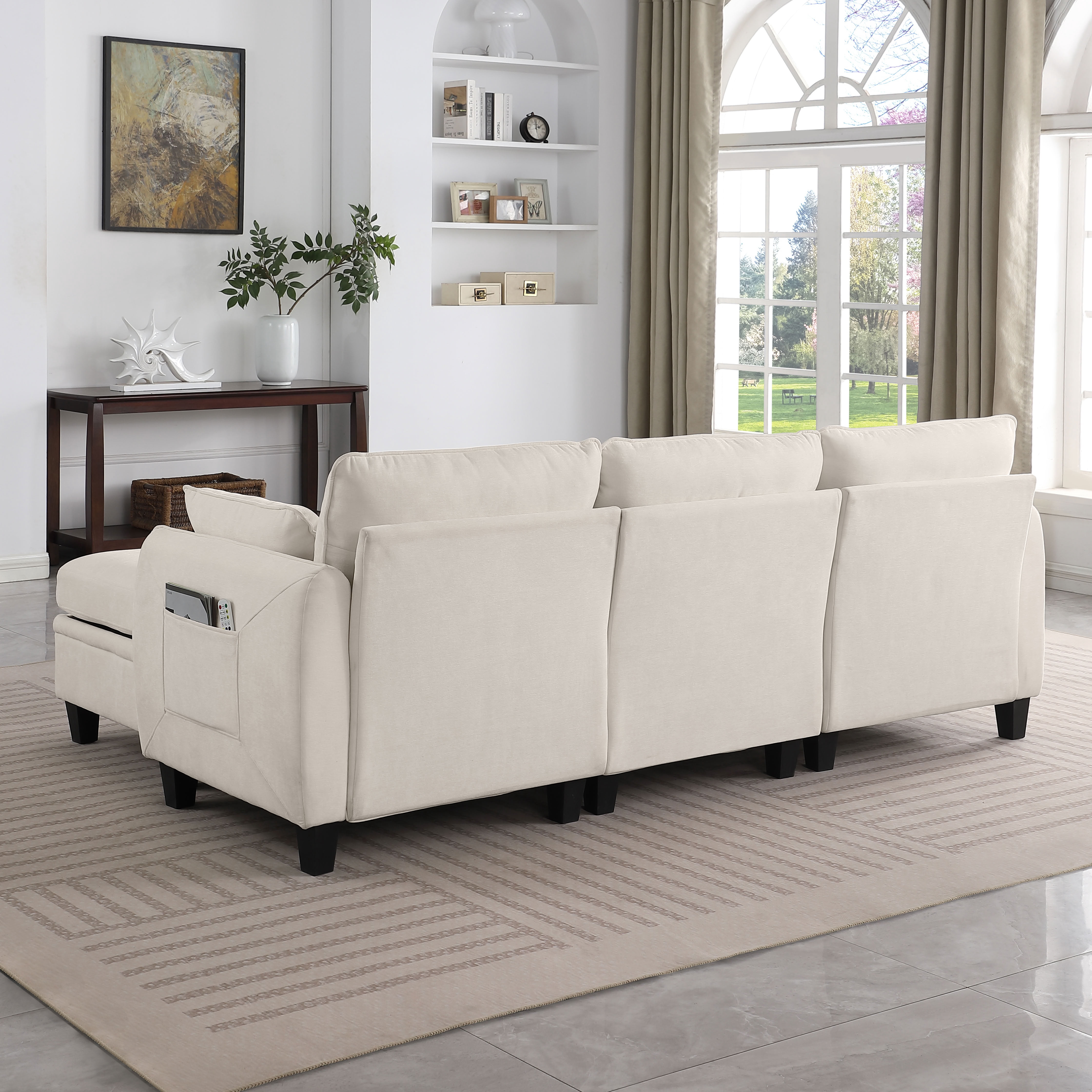 MAYEERTY 85 Inch Chenille Modular Sectional Sofa, DIY Combination Convertible Sofa with Storage Ottoman, for Living Room, Apartment