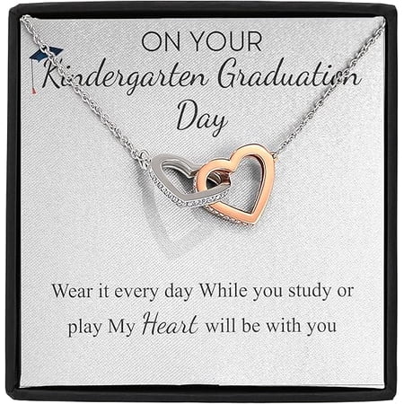 Interlocking Heart Personalized Kindergarten Graduate Gift, Kindergarten Necklace Gifts, Kindergarten Graduation Gift, Kindergarten Graduation Sign