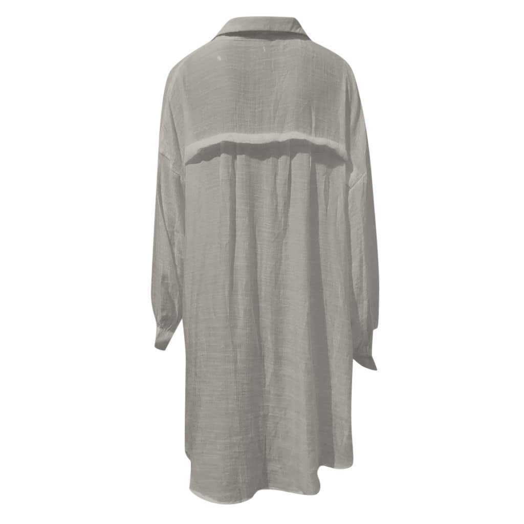 Linen Shirts for Women Summer Long Sleeve Button Down Blouses Lightweight Gauze Loose Casual Fashion Clothes