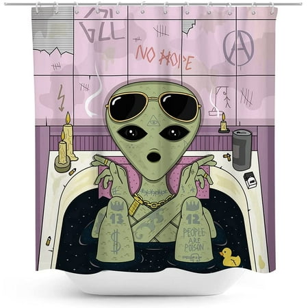 IGUOHAO Alien Smoking Shower Curtain Funny Trend Hip Hop Insist Funny  Cigarette Glasses Decoration Bathtub People Area Poison Purple Typo 60 x 72  Inch Polyester Fabric Waterproof 12 Pack Plastic Hooks | Walmart Canada