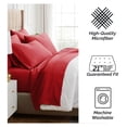 thumbnail image 6 of Extra Deep Pocket King Sheet Set, 6-Piece Ultra-Soft Microfiber Bed Sheets with Oversized Flat and 21" Deep King Fitted Sheets, 4 Pillowcases, Chili Pepper Red, 6 of 9